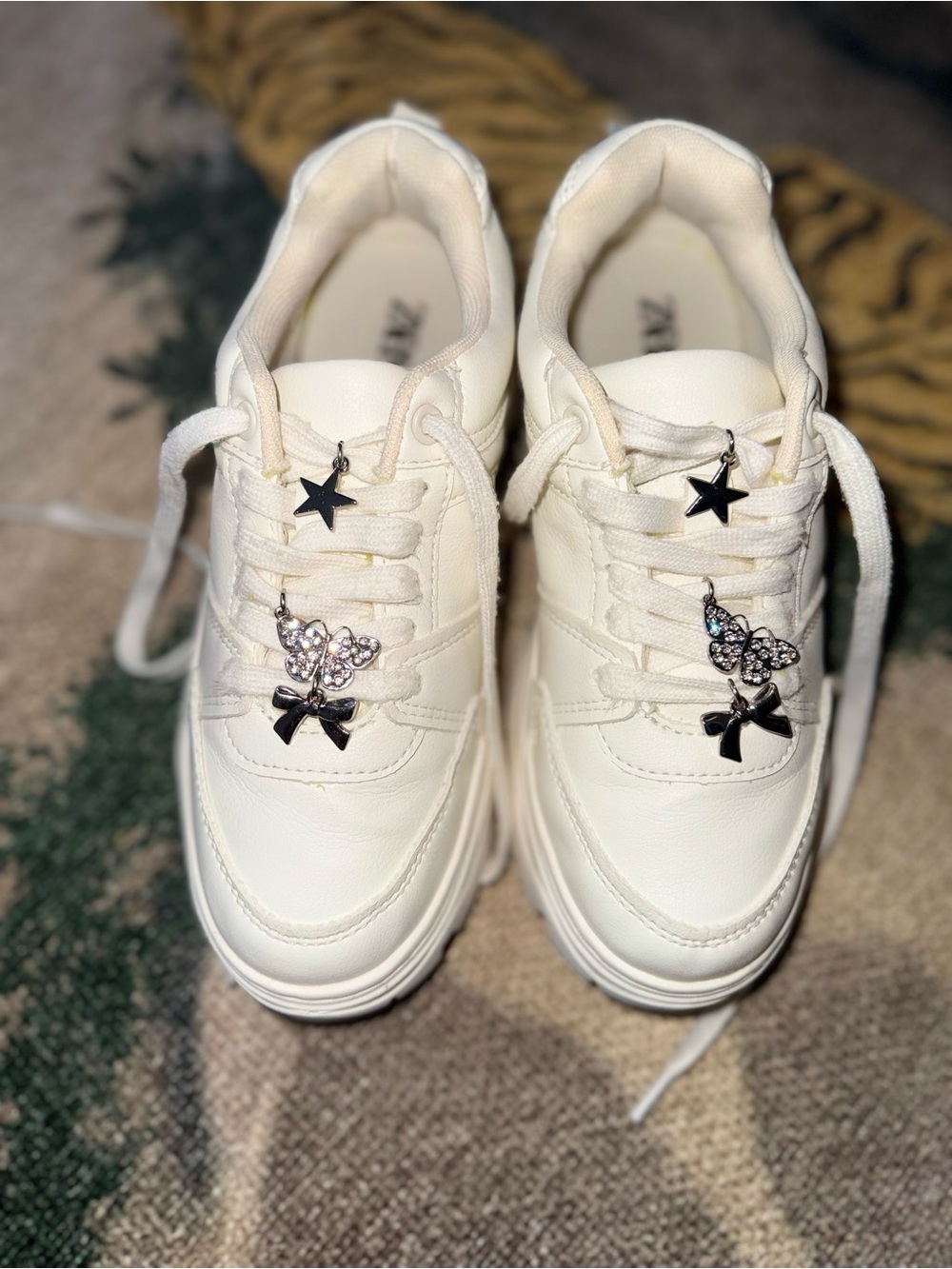 Zara kids Chunky Platform Sneakers - White with charms